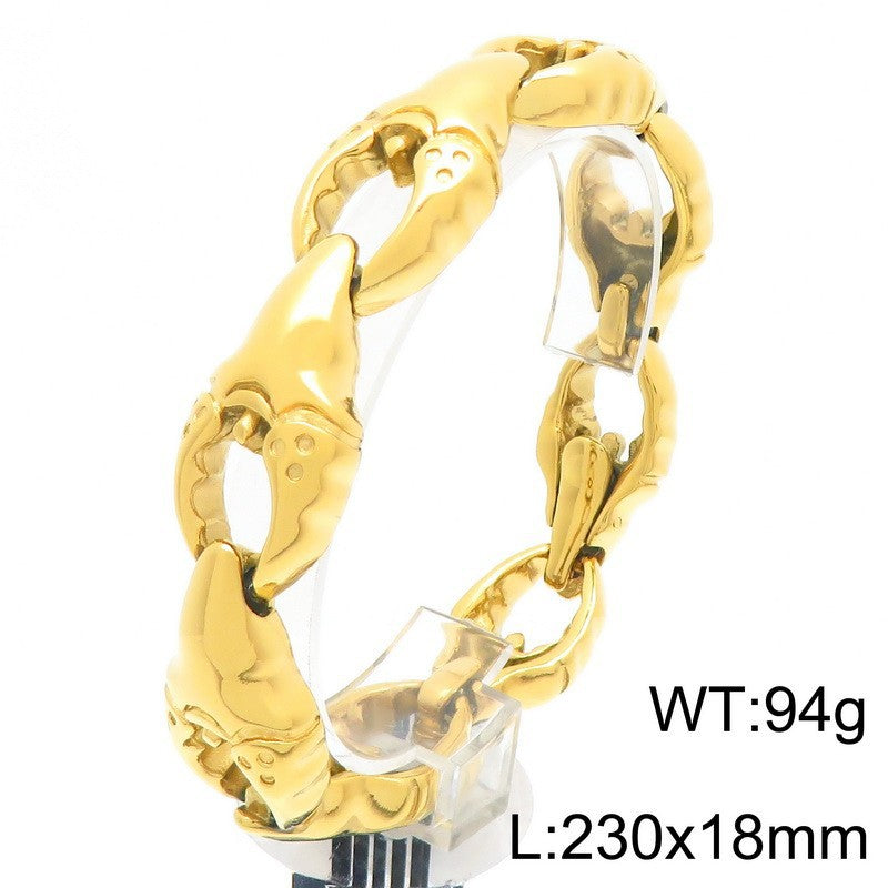Rock Crab Claw Bracelet – Punk Vacuum Plating – Gold Clamp Titanium Steel Men's