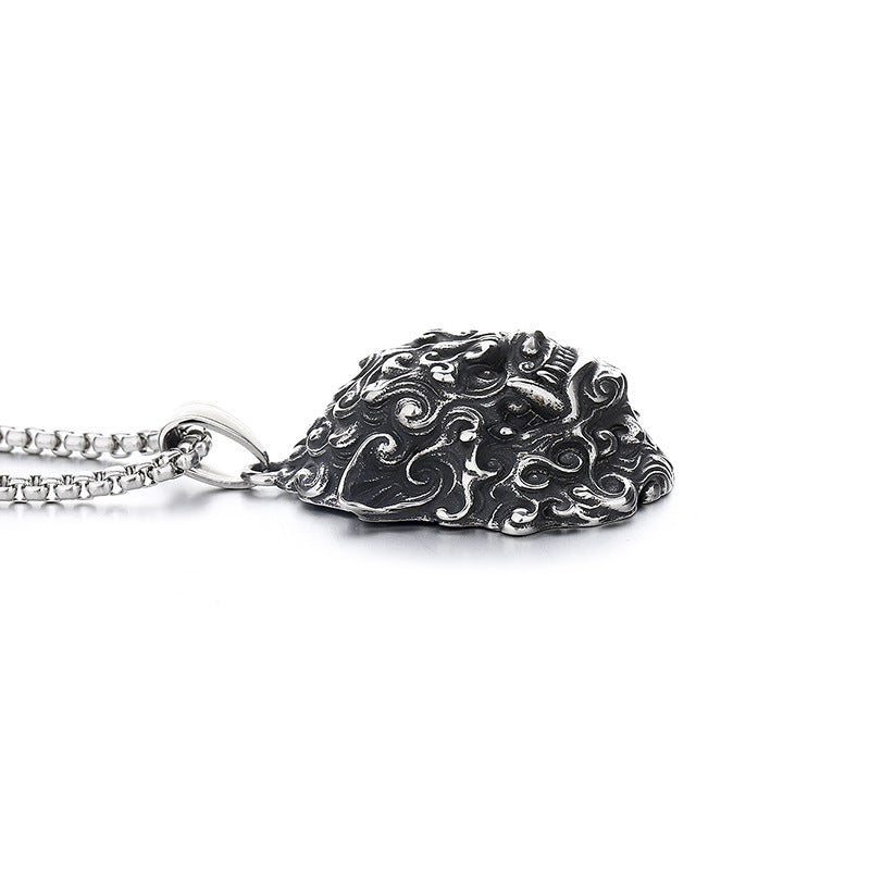 Steel Necklace – Vintage Hip-Hop Lion Dance Inspired Everyday Urban Accessory For Men