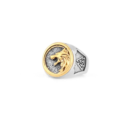 Planderful Everyday Genie Viking Odin Wolf Head Stainless Steel Ring for Men Hip Hop Style