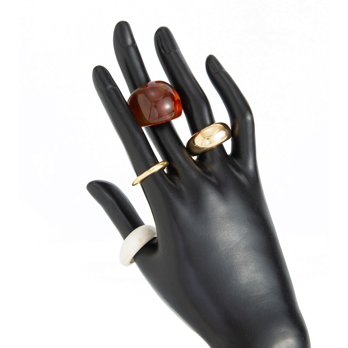 Planderful Geometric Landscape Ring Set With Resin Inlay Vienna Verve Collection Statement Jewelry For Women