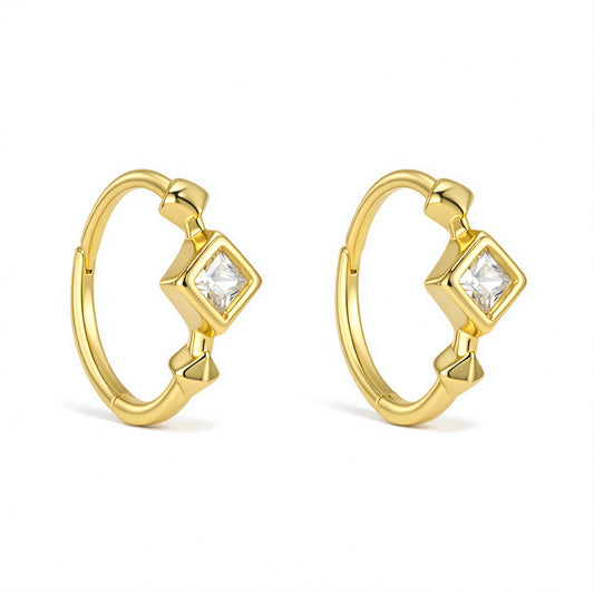 S925 Sterling Silver Zircon Earrings And Square Zircon Earrings, Ear Buckles,