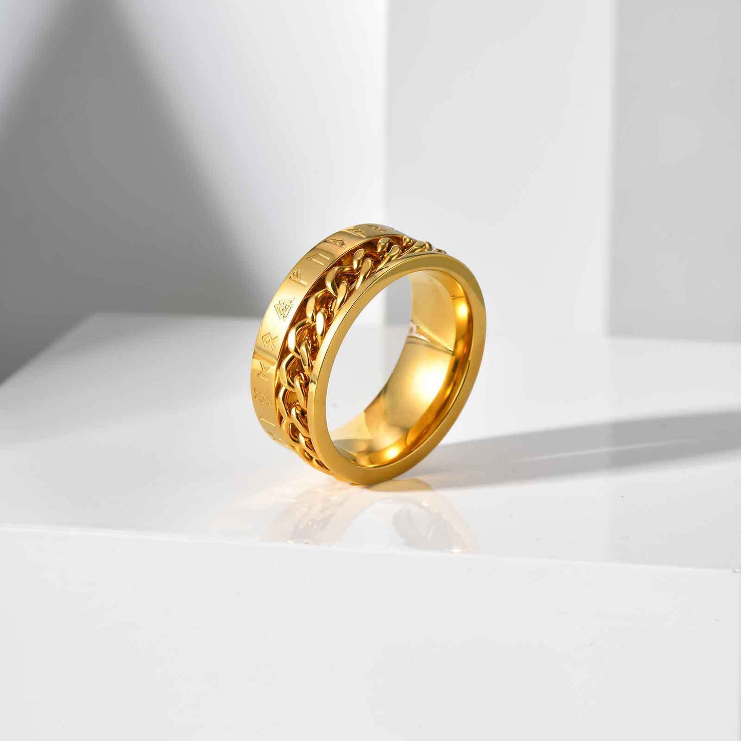 Viking Chain Rotatable Stainless Steel Ring Gold For Men