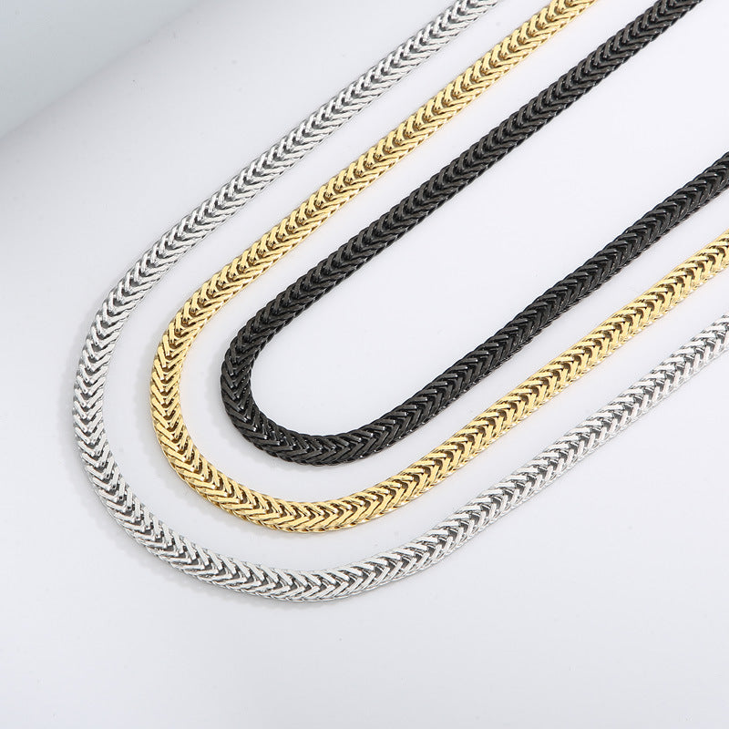 Versatile Stainless Steel Encrypted Whip Chain Necklace, And Popular Buckle Titanium Steel Chain