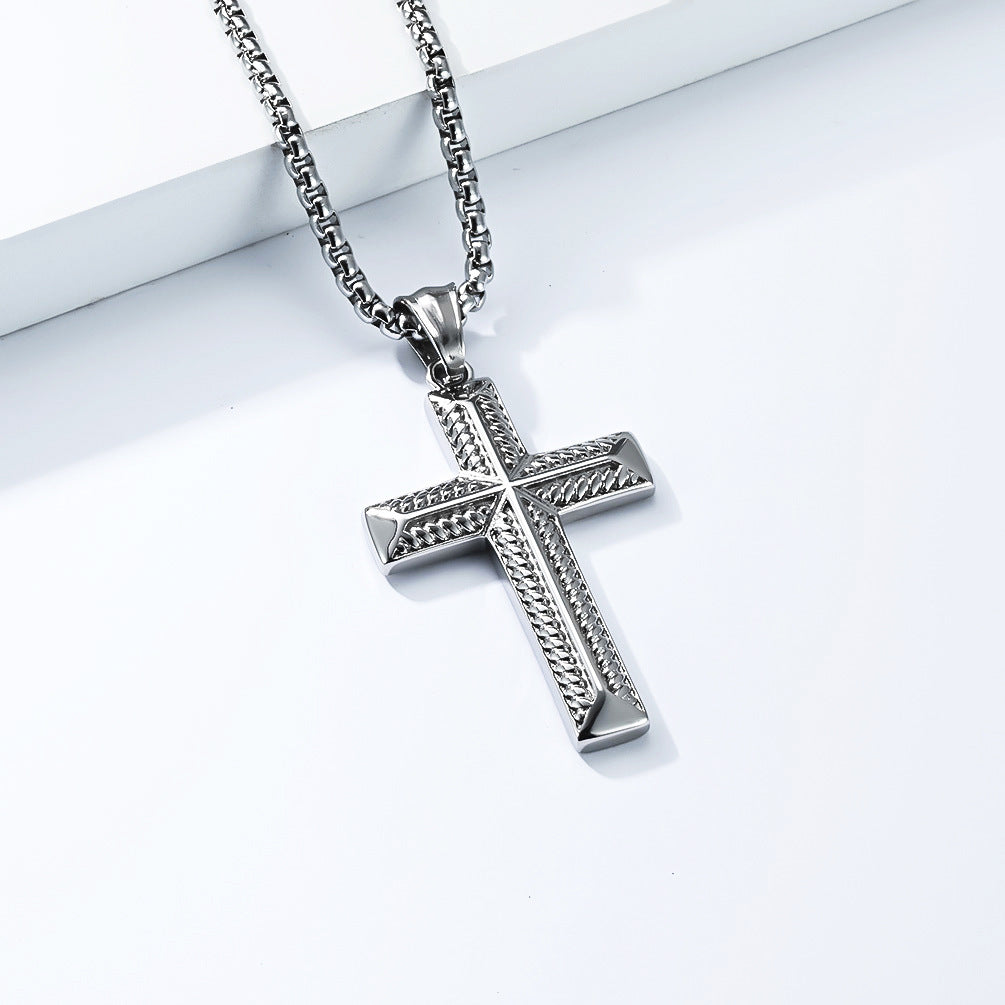 Cross Necklace Titanium Steel Men Unisex Street Fashion Protection Statement By Planderful Everyday Genie