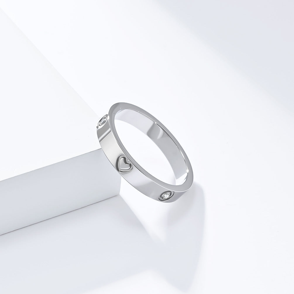 Planderful Zircon Inlaid Gold Plated Titanium Steel Ring For Women Light Luxury High End Jewelry