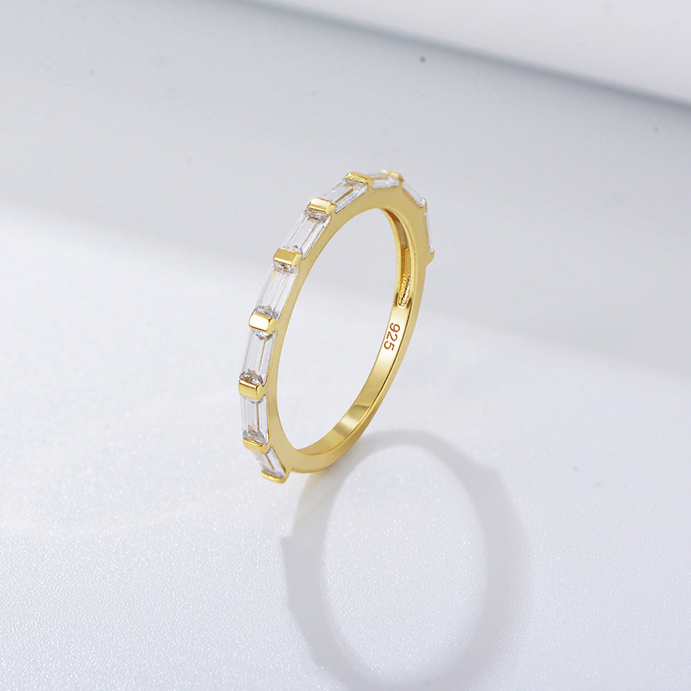 Rectangular Zircon Sterling Silver Ring Zircon Ring