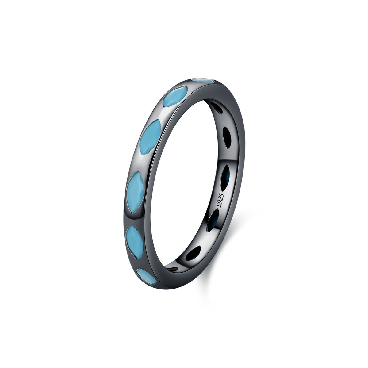 925 Sterling Silver Black Turquoise Ring
