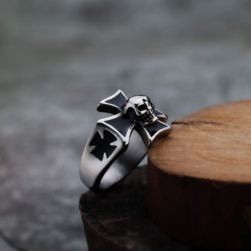 AliExpress Amazon Stainless Steel Skull Cross Men's Ring
