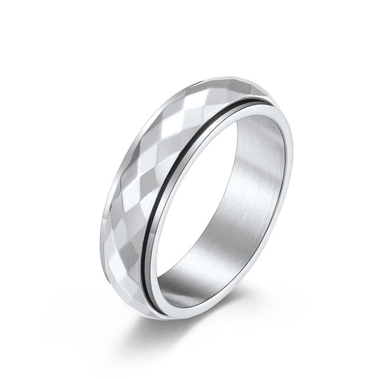 INS Neutral Cold Wind Rhombus Titanium Steel Rotating Ring