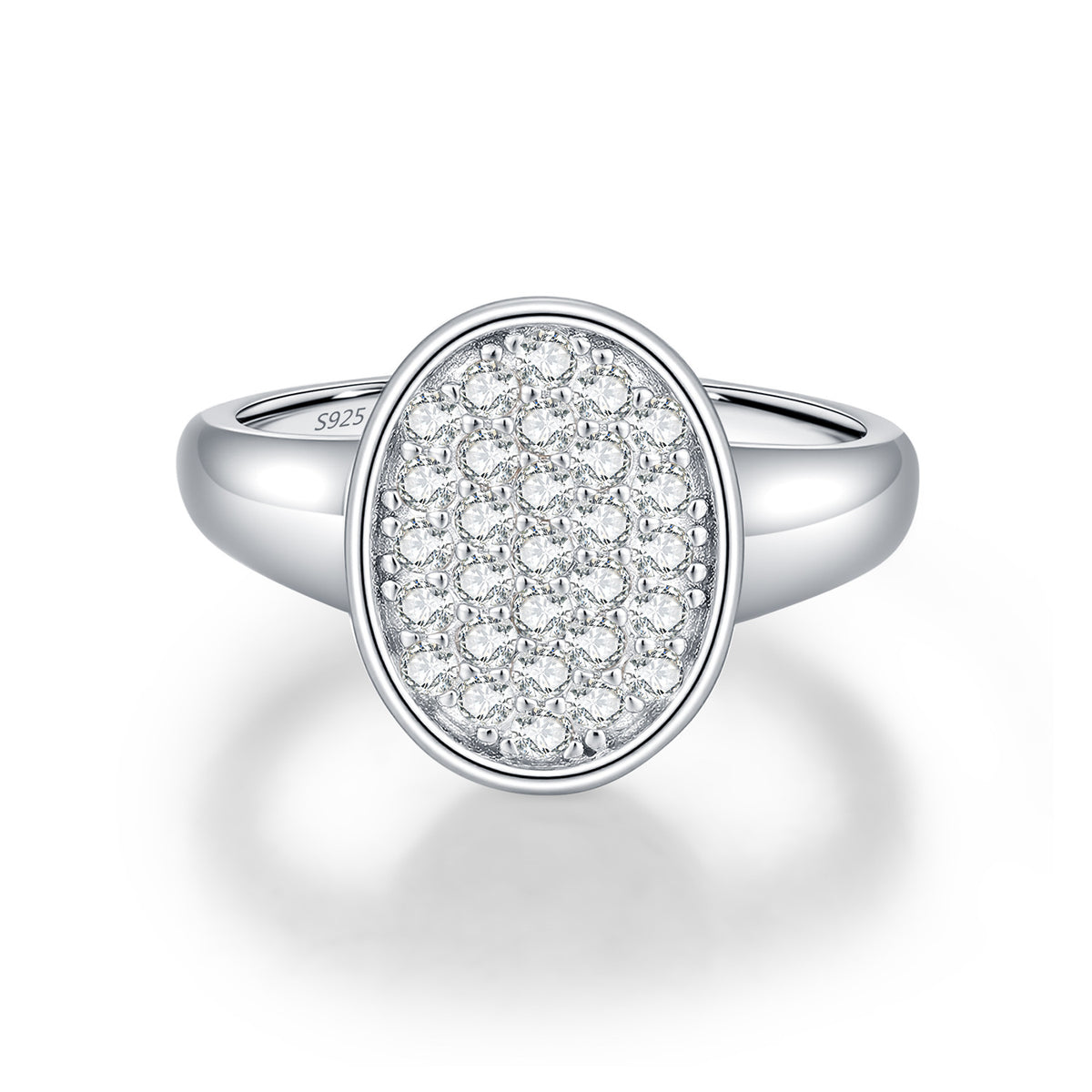 S925 Sterling Silver Vintage Button Moissanite Ring