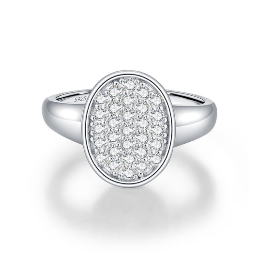 S925 Sterling Silver Vintage Button Moissanite Ring