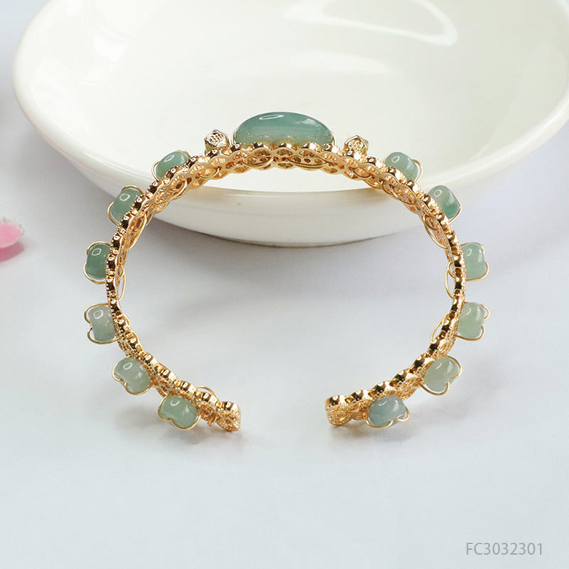 Blue Water Jadeite Peace Buckle Cuff
