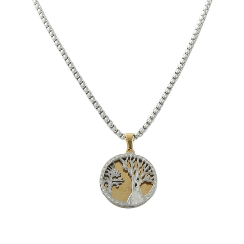 Personalized Retro Titanium Steel Tree of Life Pendant Necklace for Men