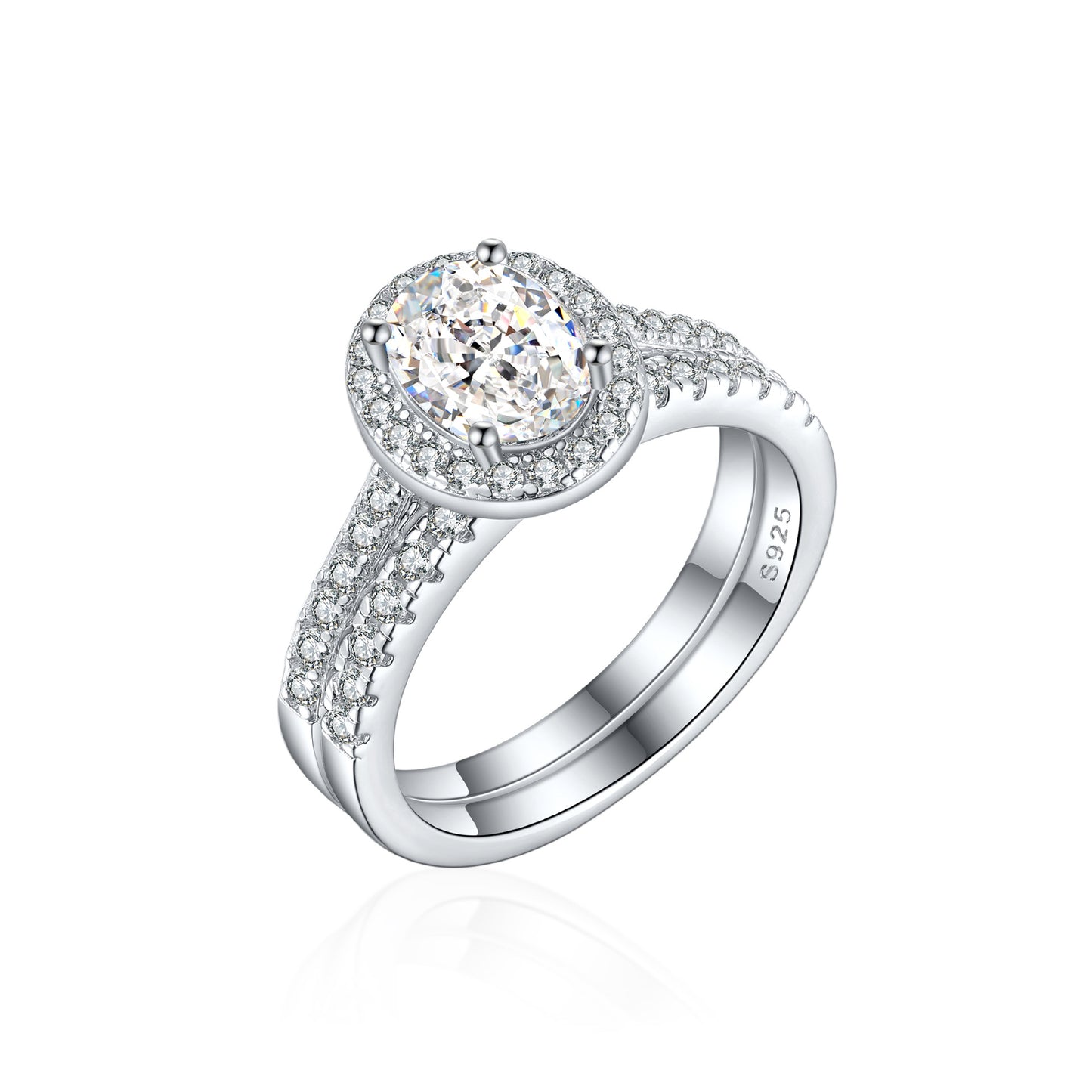 S925 Sterling Silver 1.5ct Flame Ice Flower Cut Oval Ring