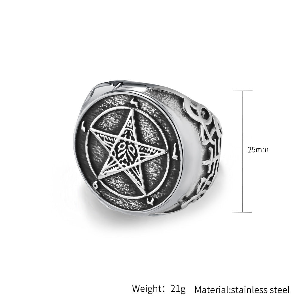 Steel Ring – Vintage Men's Pentagram