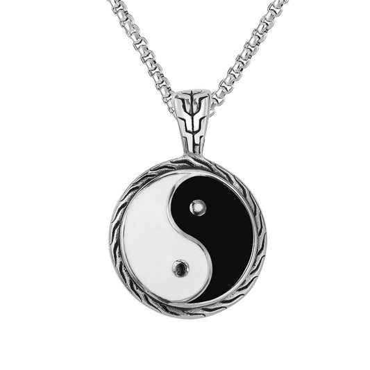 Yin Yang Bagua Titanium Pendant Unisex Jewelry Personalized Protection Retro Style Planderful