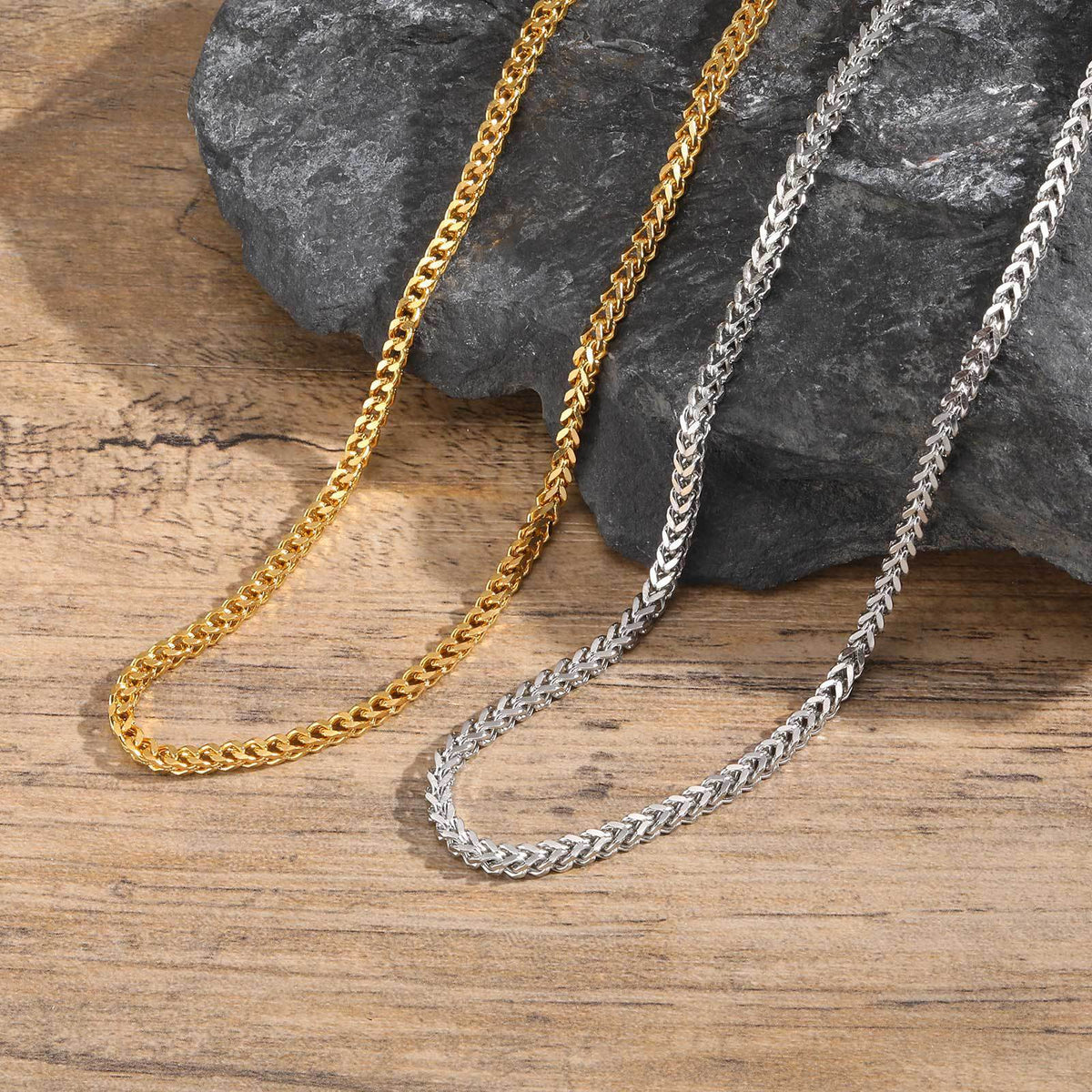 Stainless Steel Six-Sided Grinding Steel Necklace – Gold Unisex Unisex