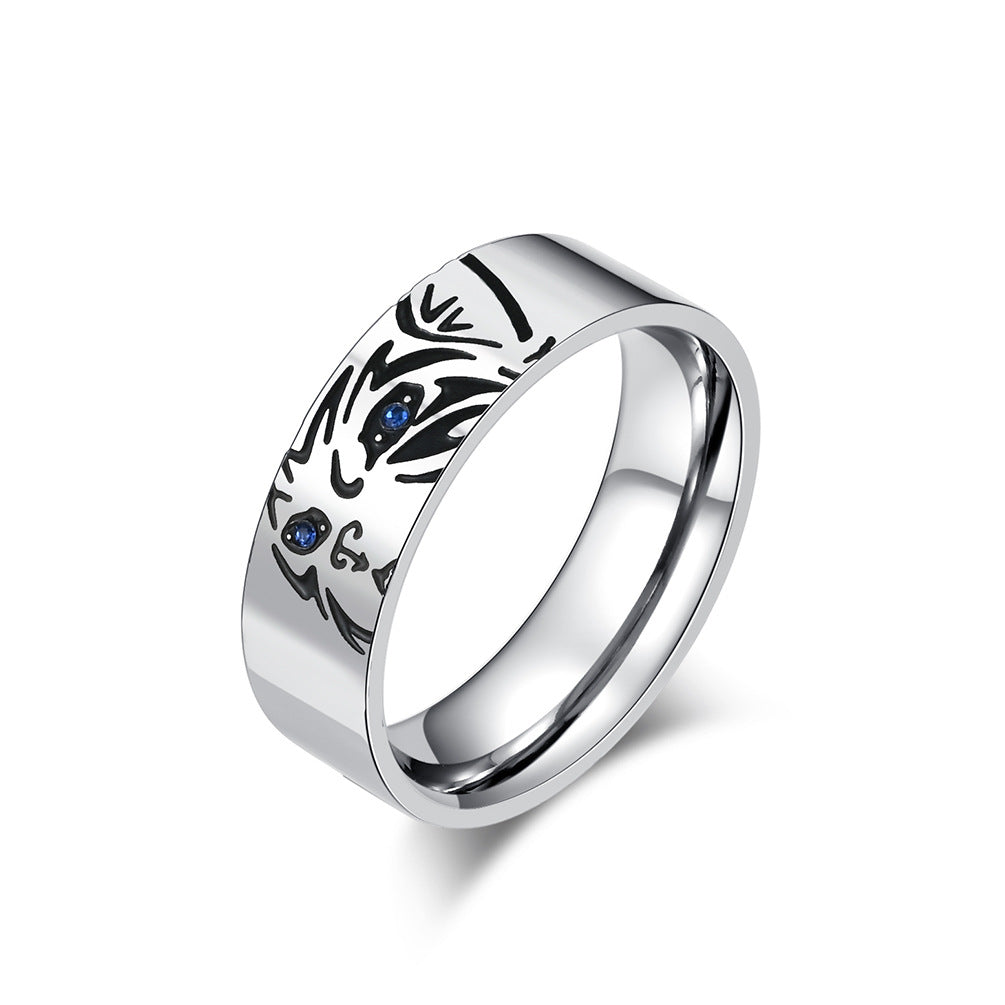 Neutral Style Simple Tiger Wolf Cat Titanium Steel Ring