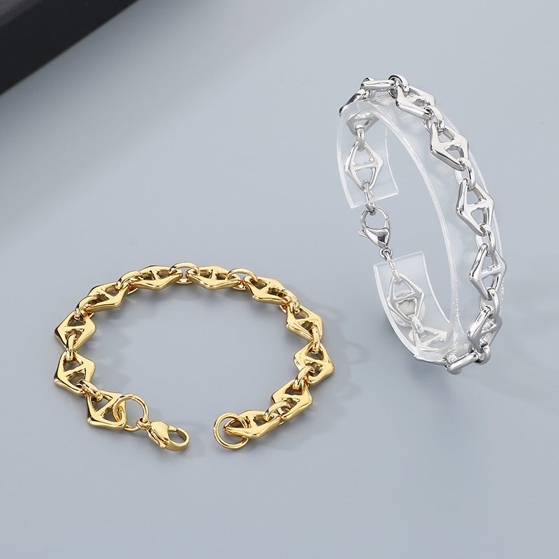 Planderful Unisex Titanium Stainless Steel Rhombus Bracelet