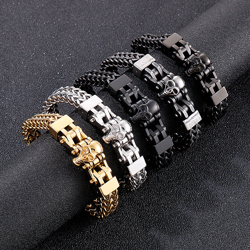 Skull Men's Titanium Steel Bracelet with Hip-Hop Flair