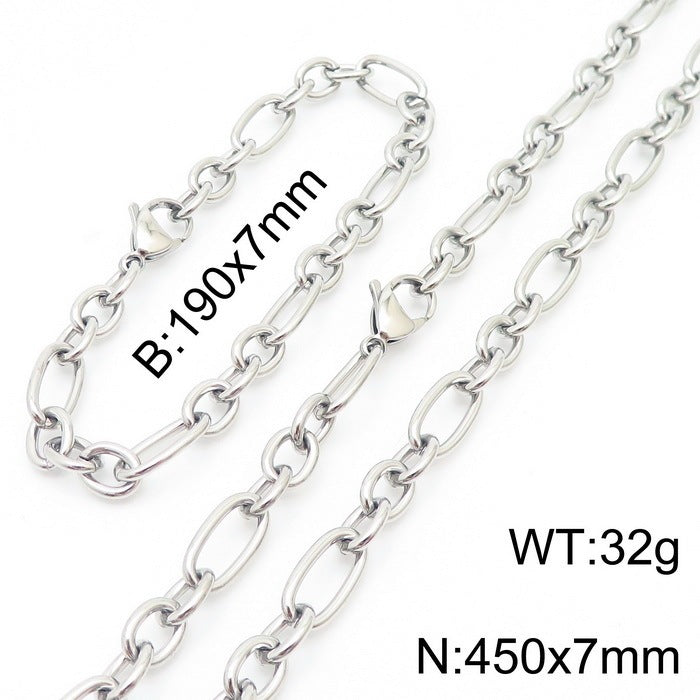 Source Factory Commuter Stainless Steel O Chain Necklace Bracelet Men's Multi-Size 7/10/13 Mmo