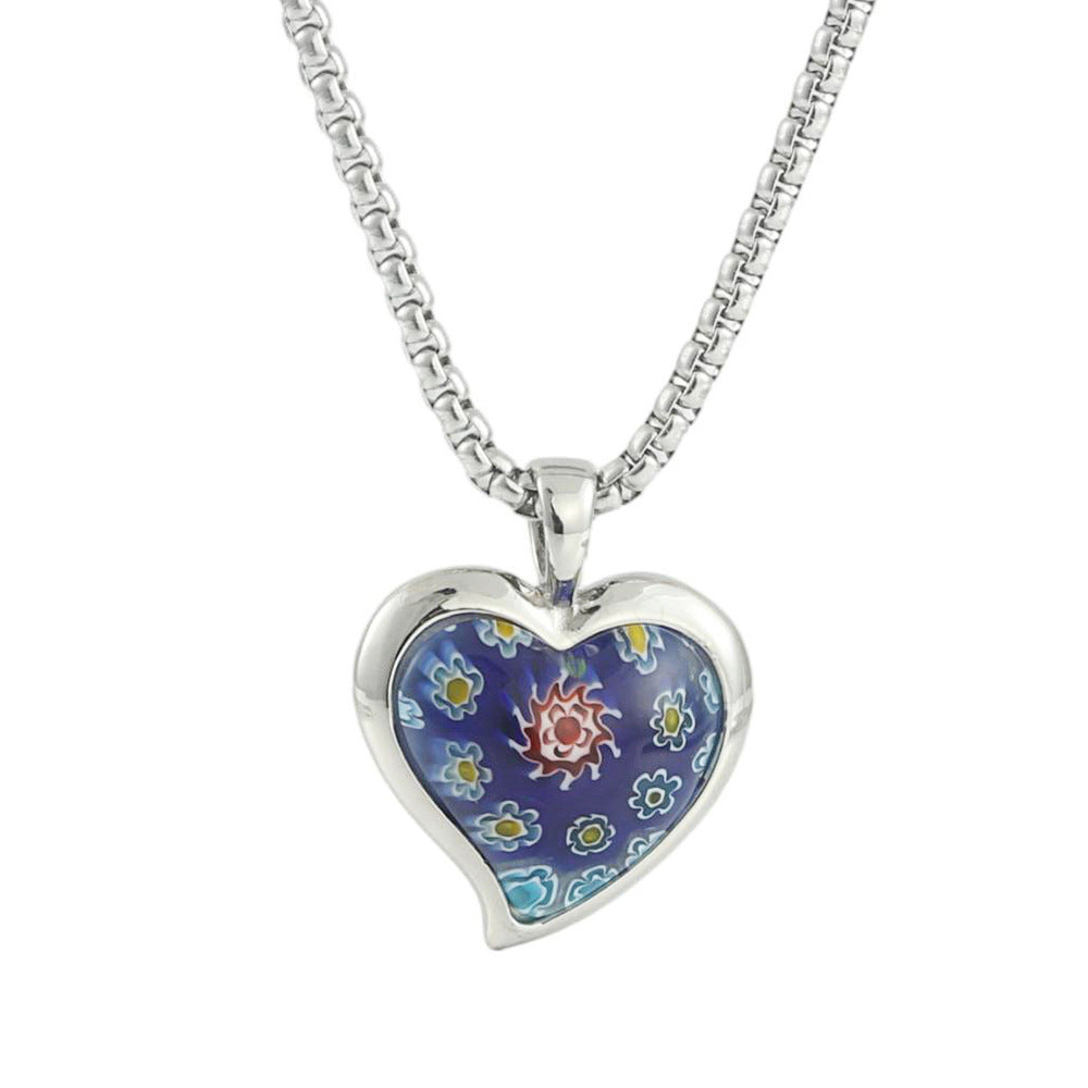 European And American Stainless Steel Peach Heart Flower Pendant