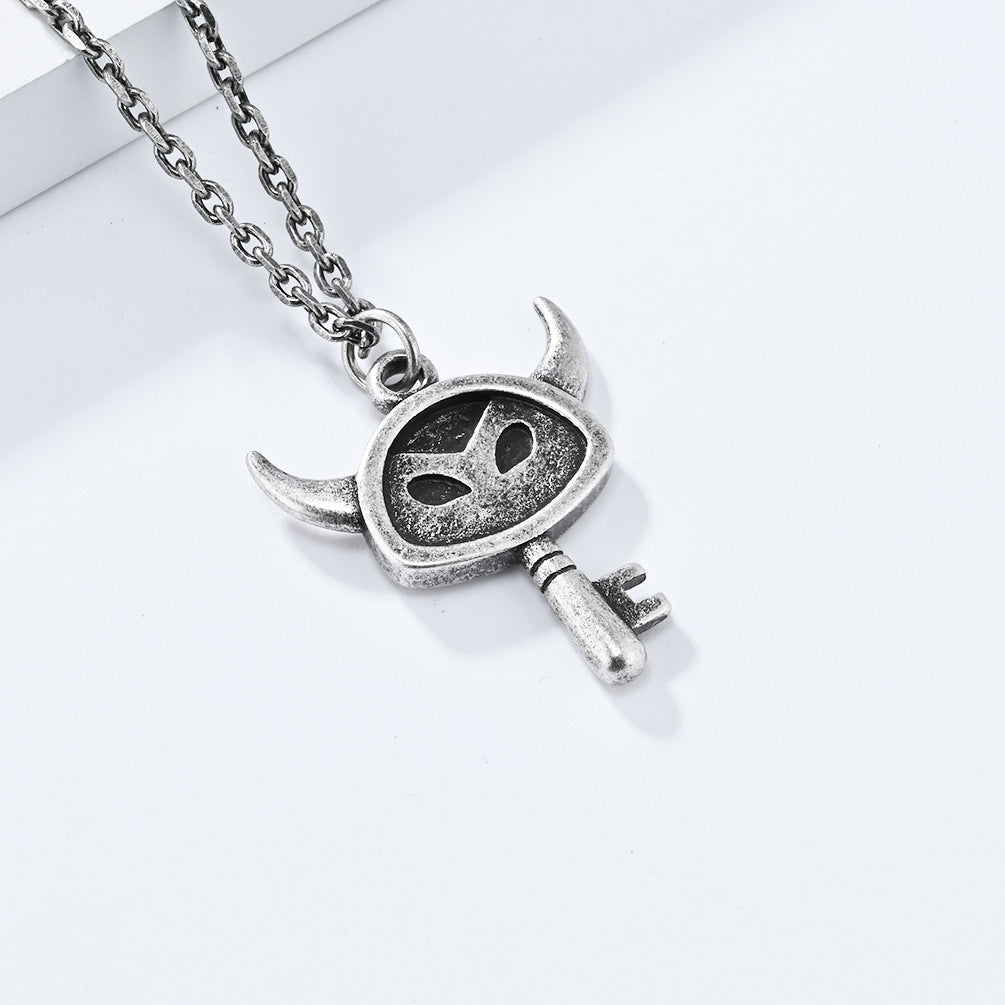 Planderful Little Devil Key Necklace Stainless Steel Durable Pendant For Edgy Retro Fashion Lovers