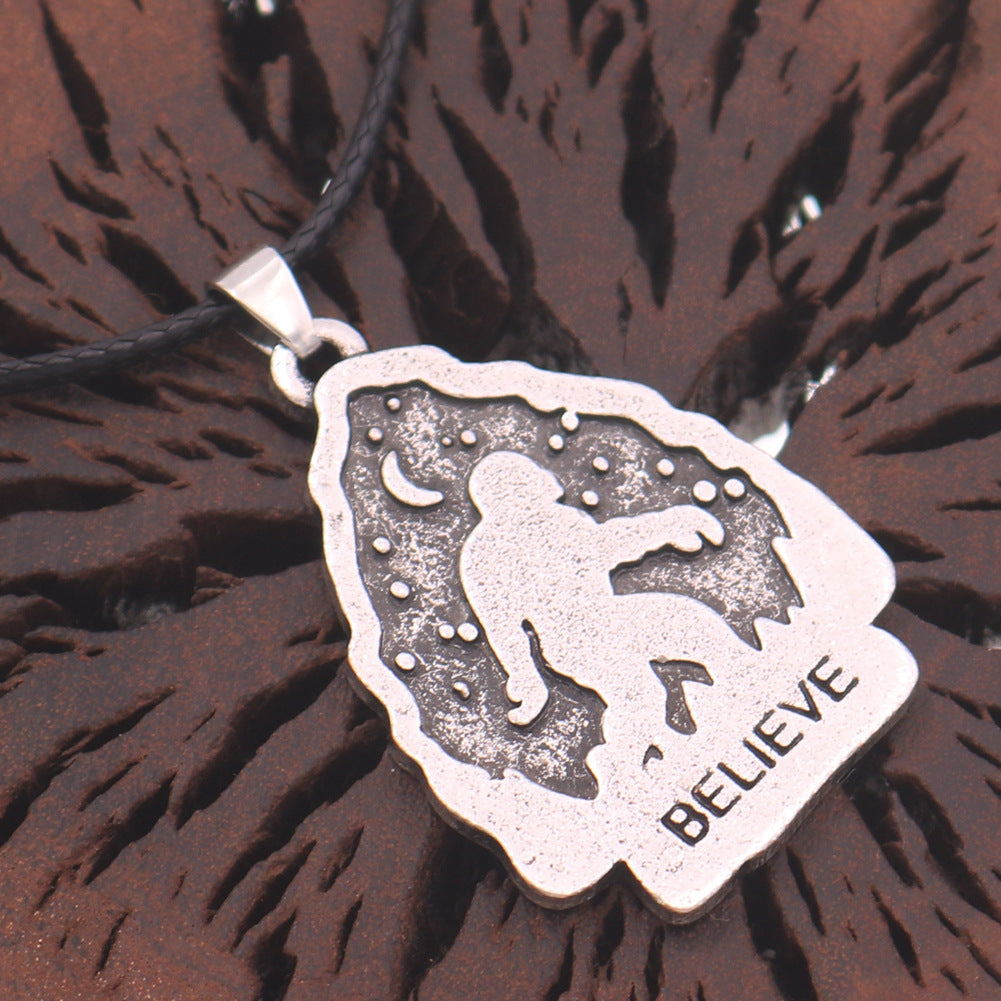 Moonlit Savage Men's Alloy Necklace with Vintage Letter Totem Pendants