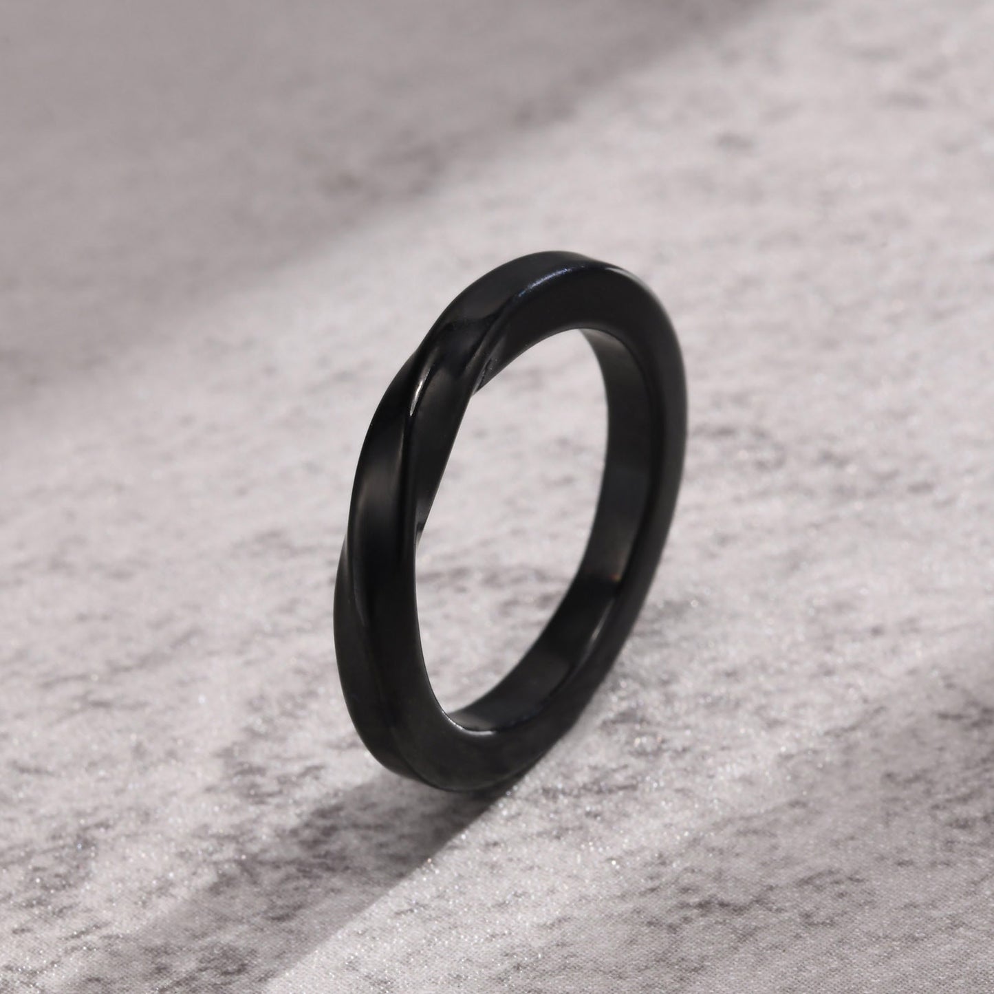 Stainless Steel Mobius Black Ring Simple Fashion Ring for Men