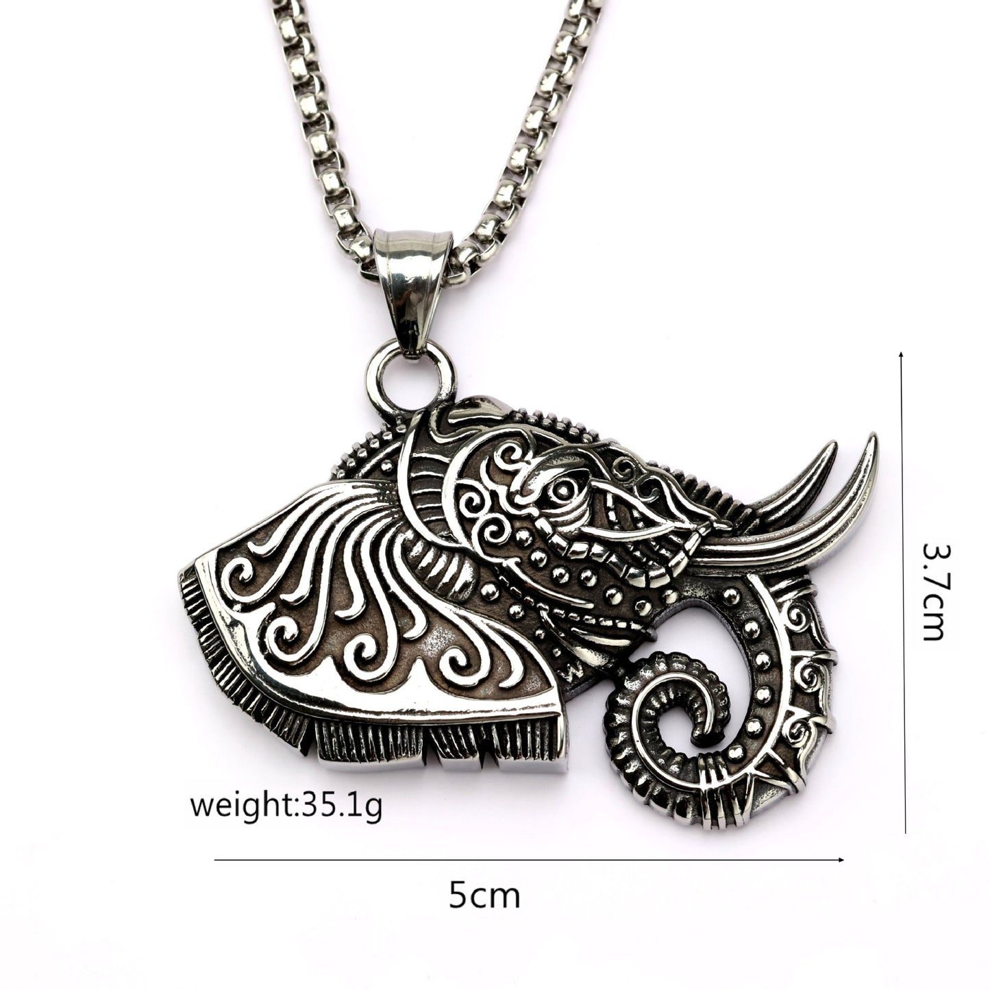 Stainless Steel Elephant Pendant Necklace For Men Retro Titanium Look Durable Trendy Everyday Jewelry By Planderful Shop