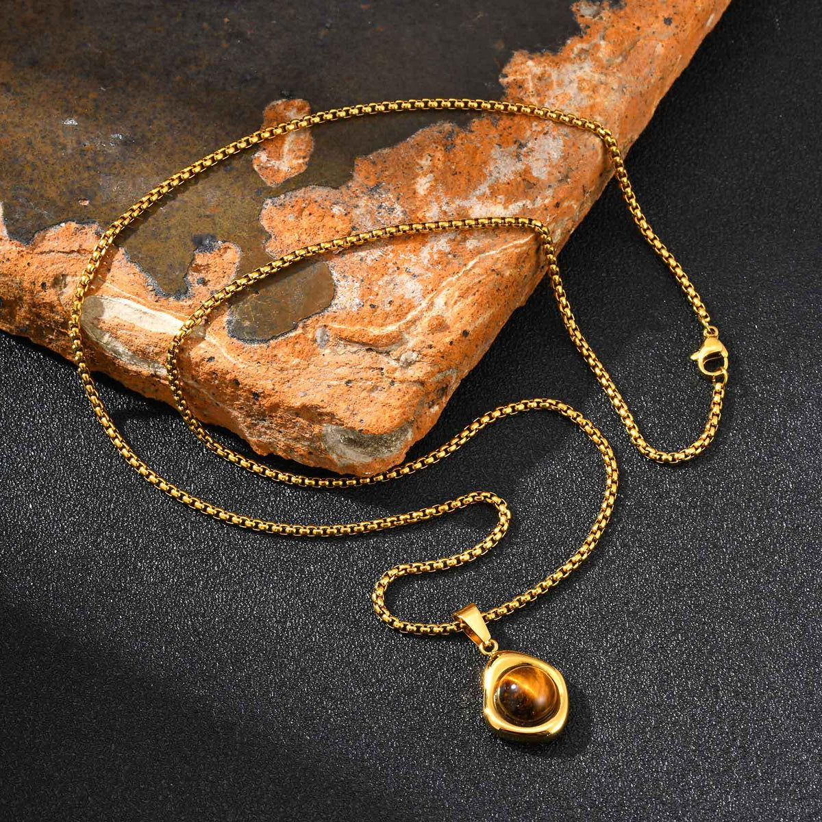 Stainless Steel Stone-Inlay Pendants — Chain Optional