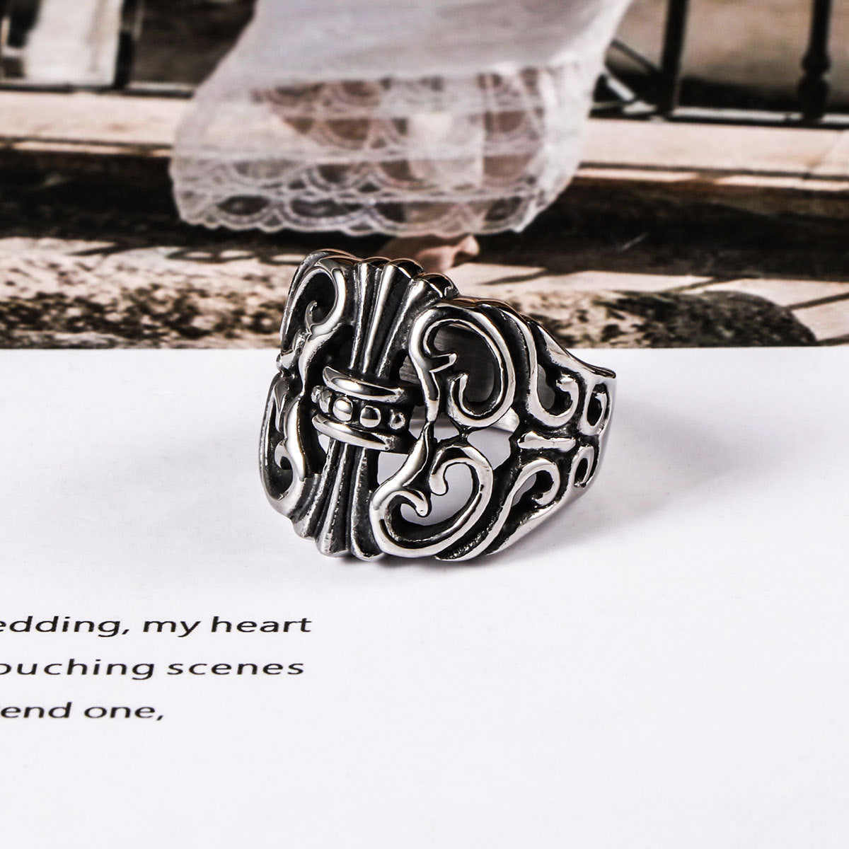 Retro Mens Titanium Steel Ring Cross Punk Style European