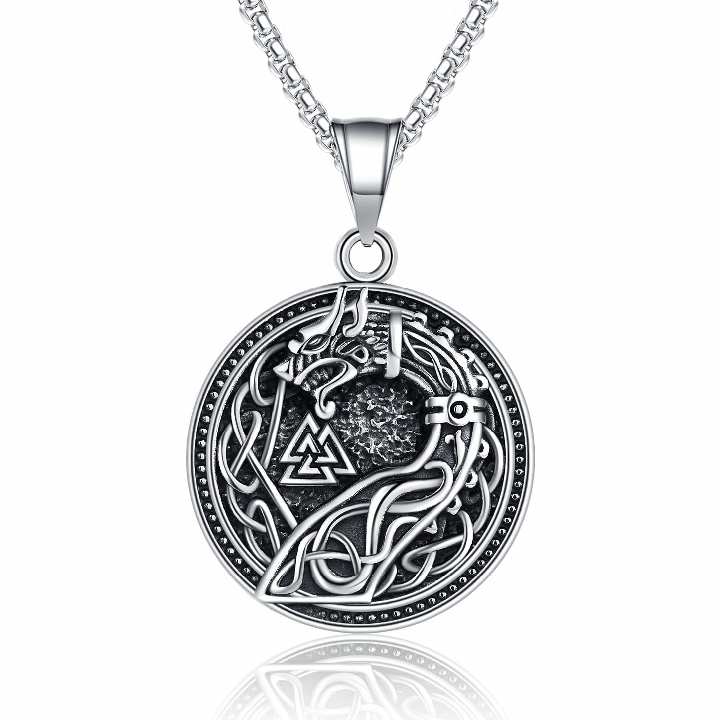 Steel Necklace – Statement Nordic Viking Wolf Head Mens Hip Hop Chain With Premium Finish By Planderful
