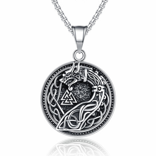Steel Necklace – Statement Nordic Viking Wolf Head Mens Hip Hop Chain With Premium Finish By Planderful