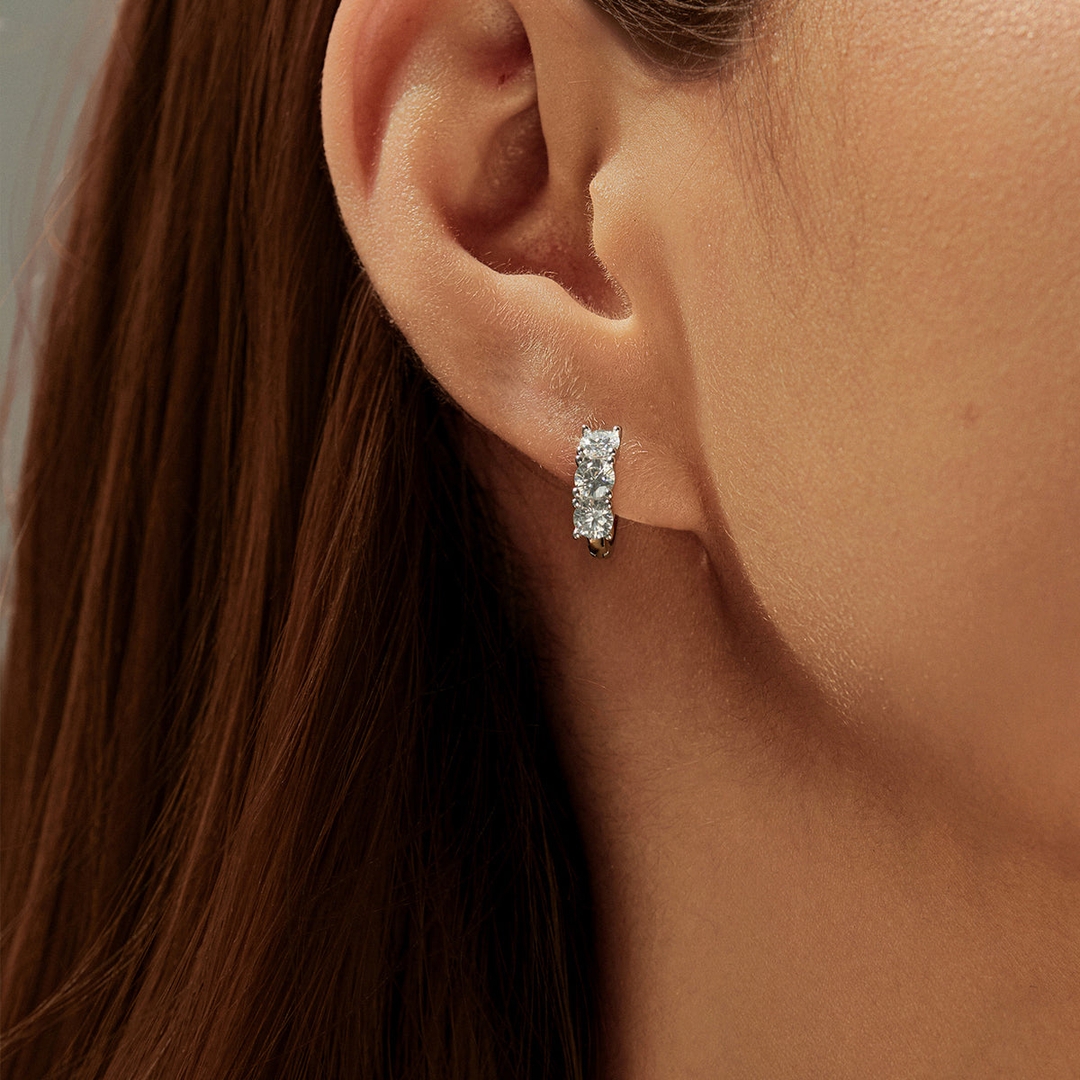 925 Sterling Silver Moissanite Ear Buckle Hoops