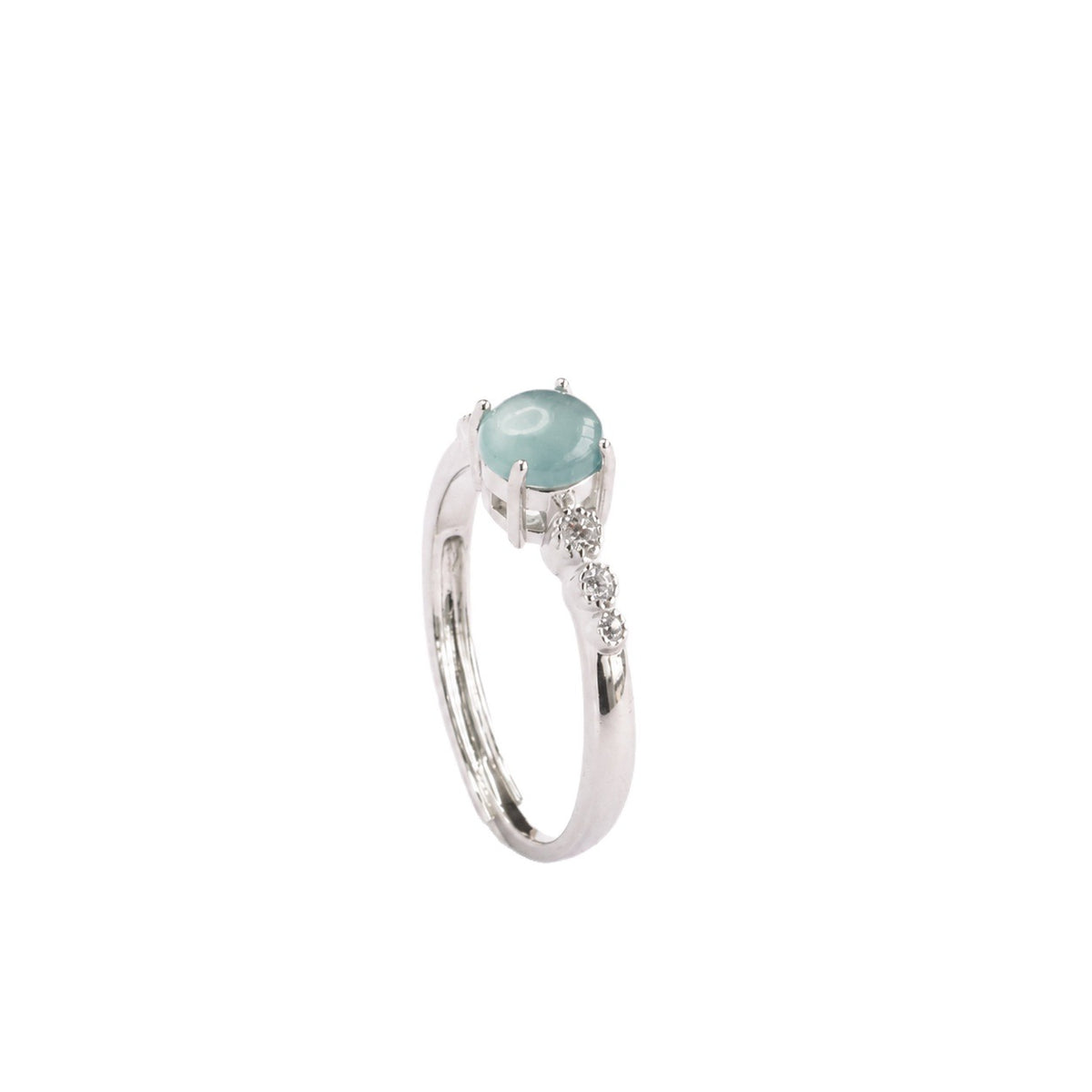 Blue Water Jadeite Six-Accent Ring