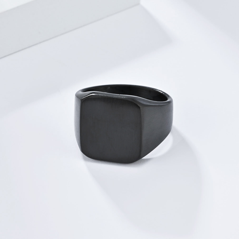 Planderful Everyday Genie Matte Brushed Seal Ring For Men Titanium Steel Size 7 To 13