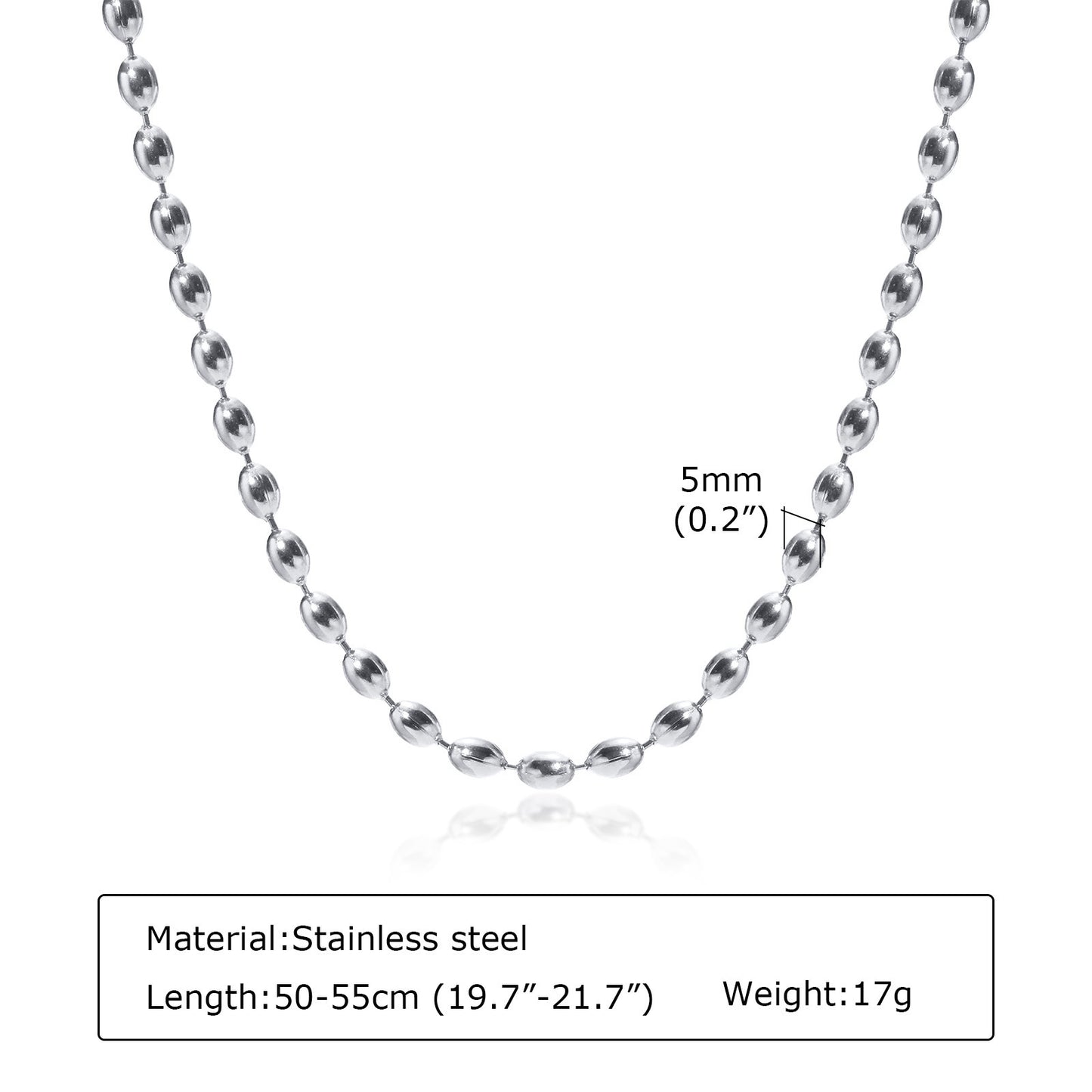 Stainless Steel Bead Necklace Ladies Rugby Gold Accessories