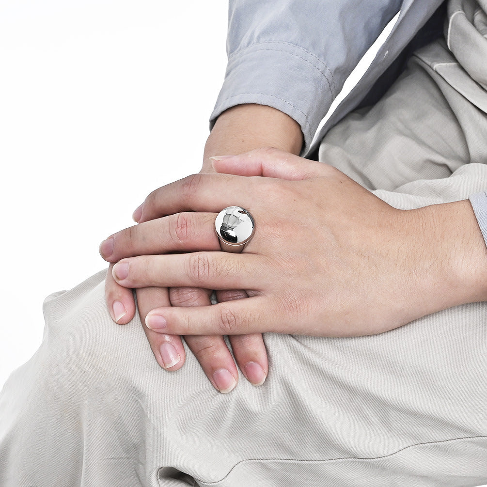 Cross-Border European American Glossy Titanium Steel Ring