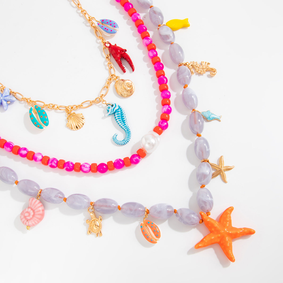 Dopamine Starfish & Seahorse Beaded Necklace