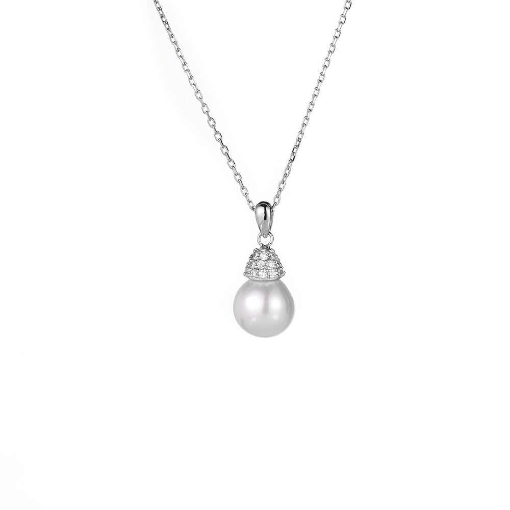 Pearl Pendant 925 Sterling Silver Necklace Women's Advanced Collarbone Chain