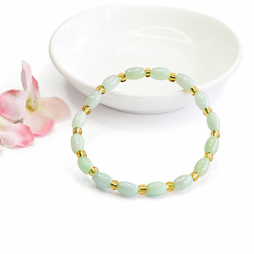 Jadeite Rice Bead Beaded Bracelet