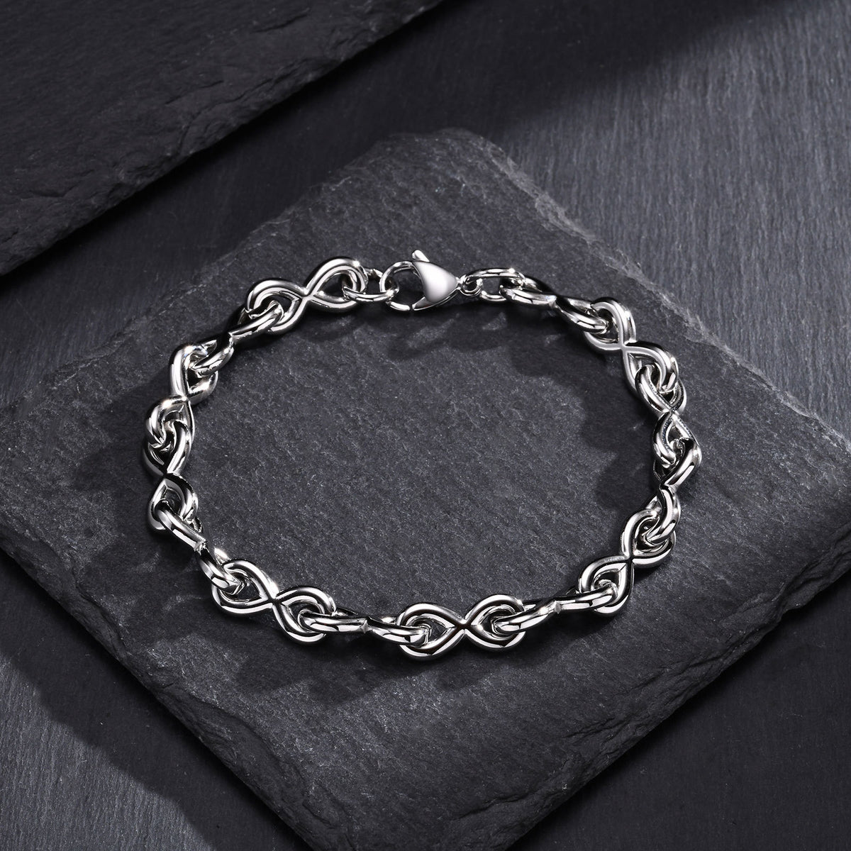 Stainless Steel Thick Bracelet Hip Hop Men's 8 Characters Infinity Steel