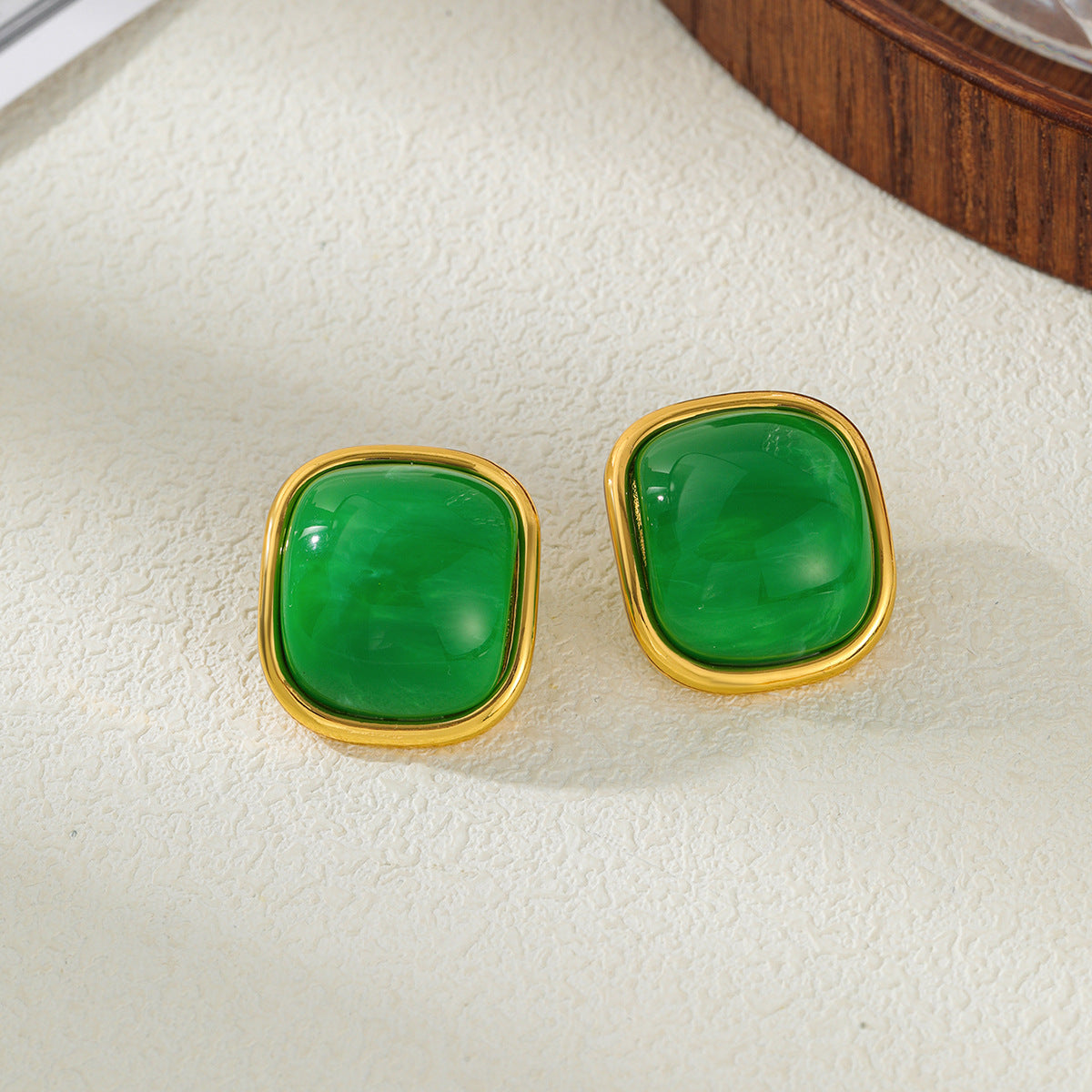 Planderful Vienna Verve Macaron Color Smudge Stud Earrings Stainless Steel For Women Retro Chic Statement Jewelry