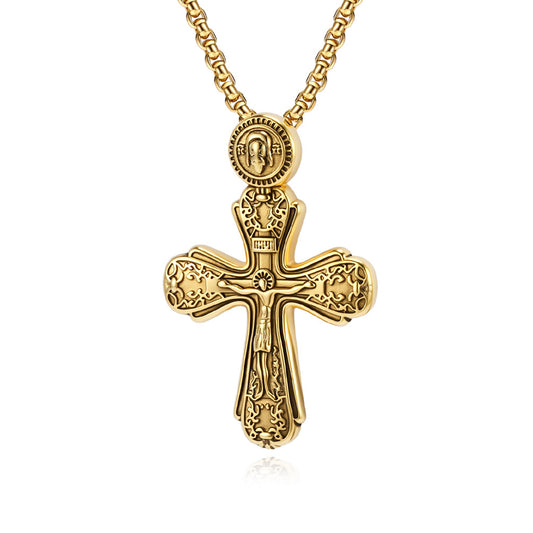 Planderful Gothic Saint Titanium Steel Pendant Necklace For Men And Women Unisex Retro Punk Jewelry