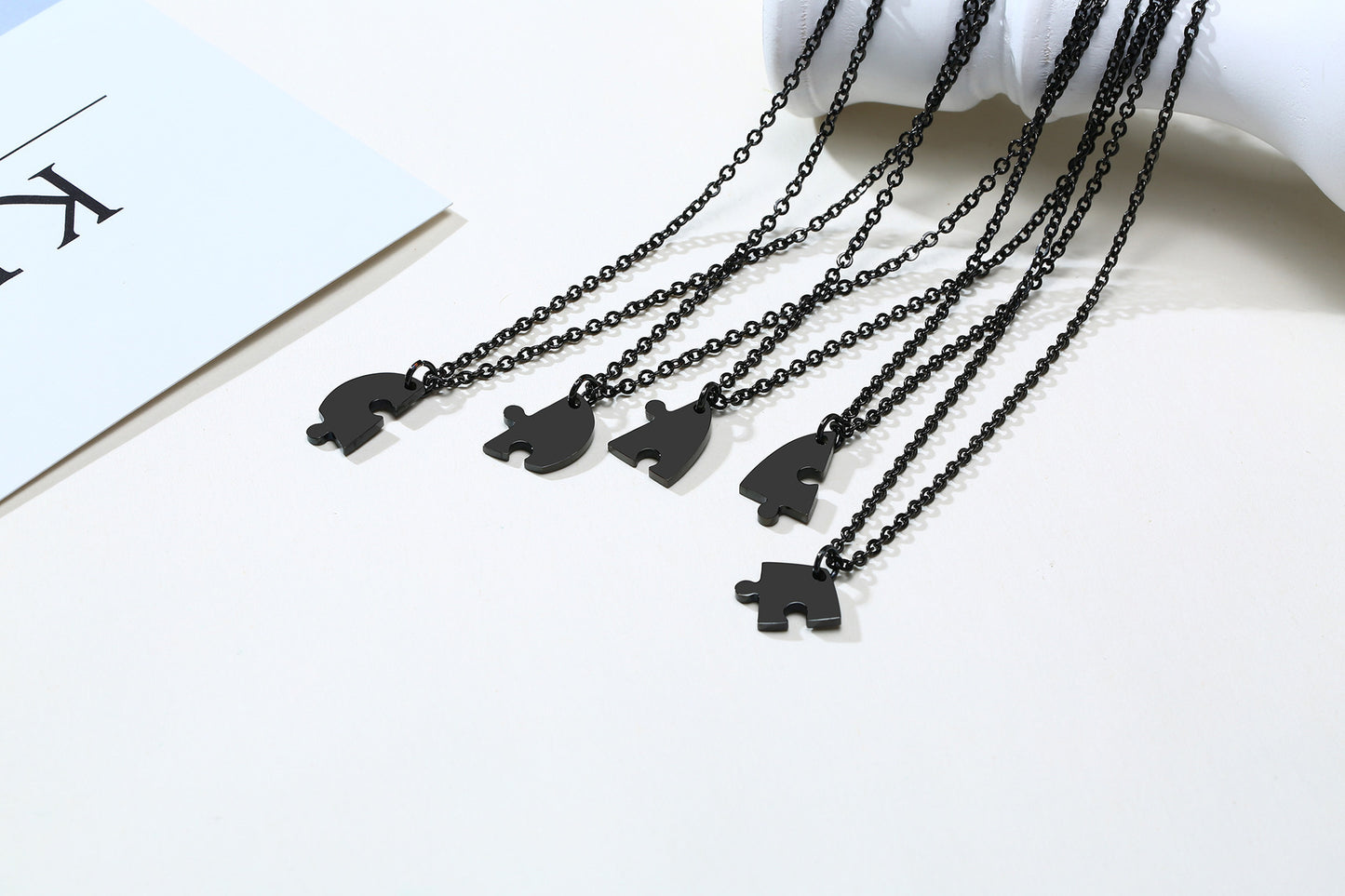 European and American Graduation Friendship Necklace Women's Stainless Steel Love Puzzle Pendant