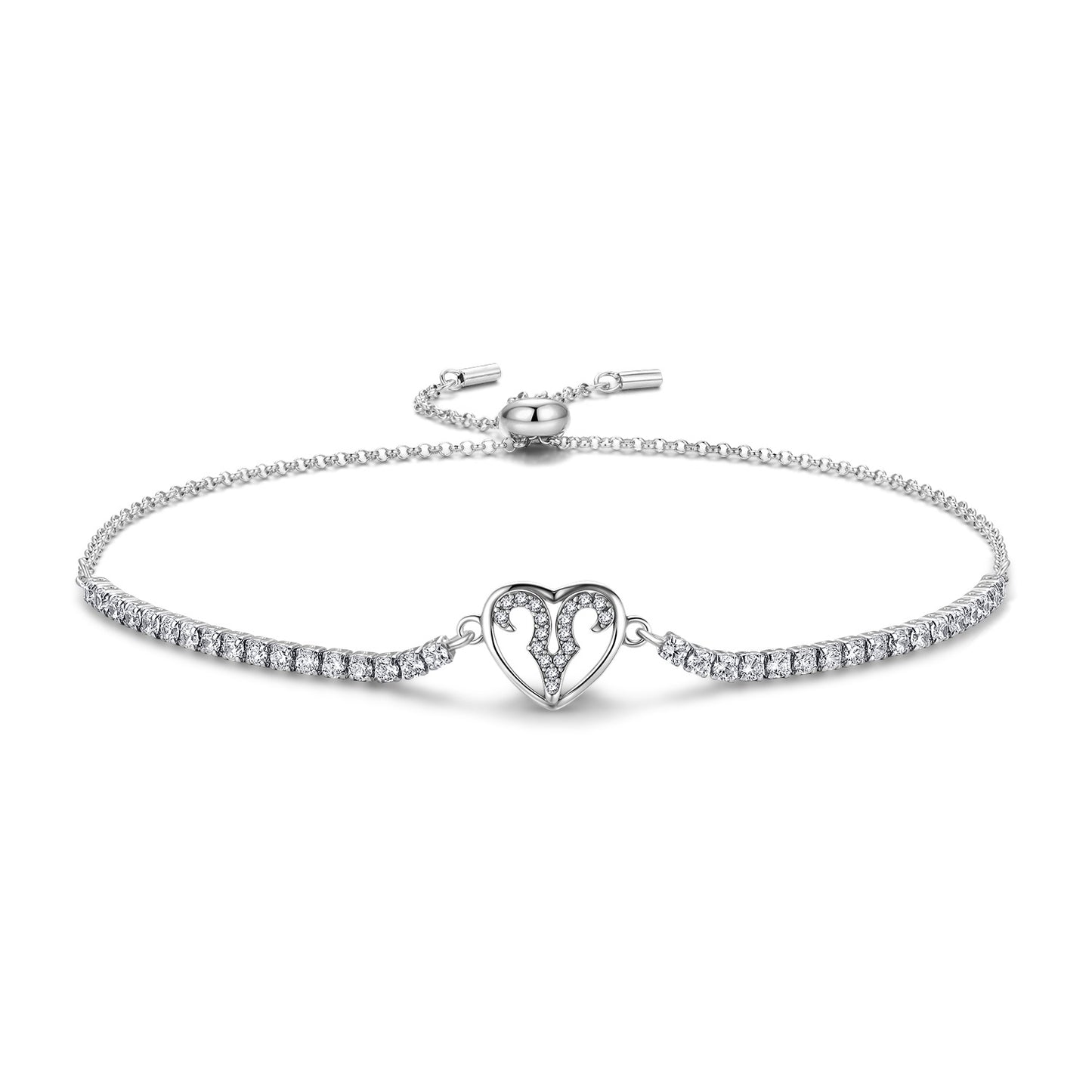 Planderful Jewelry Twelve Constellations Sterling Silver Zircon Bracelet Adjustable Length