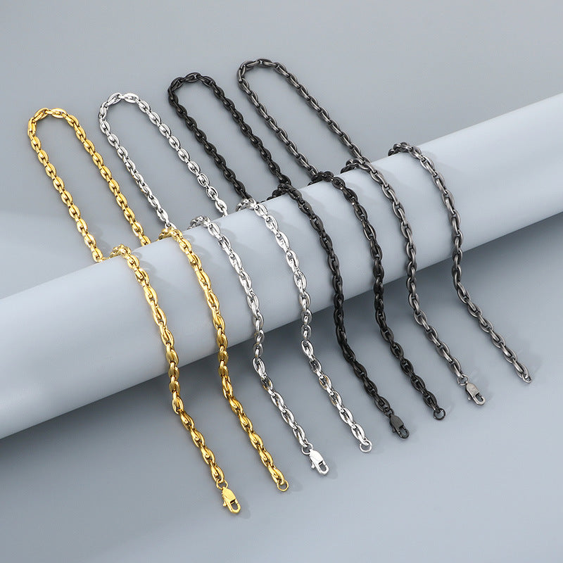 Personalized Stainless Steel Bracelet And Necklace Set Men