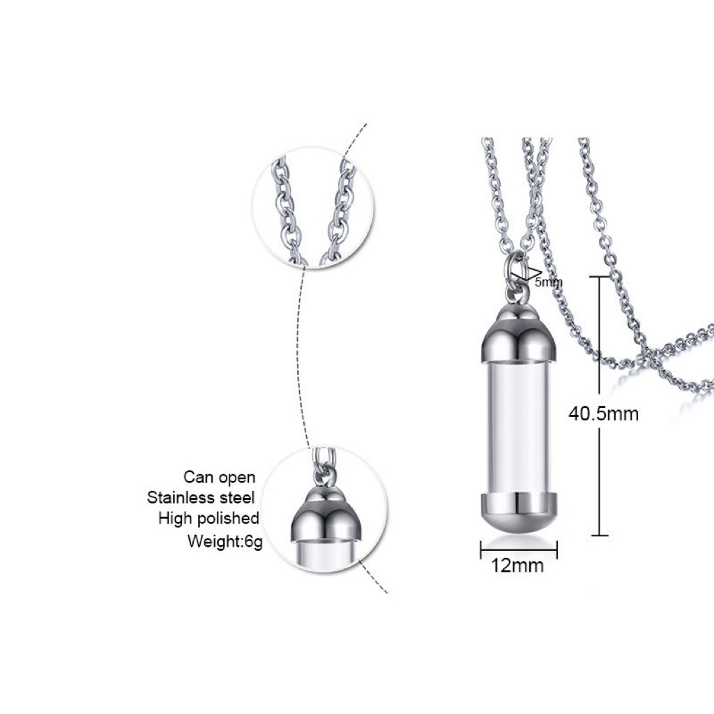 Planderful Stainless Steel Glass Pendant Perfume Bottle Necklace Openable For Unisex Everyday Fragrance