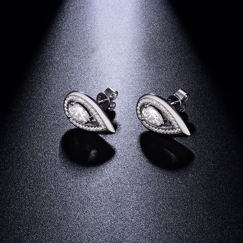 Planderful Moissanite Earrings Halo Pear Drop Stud For Her